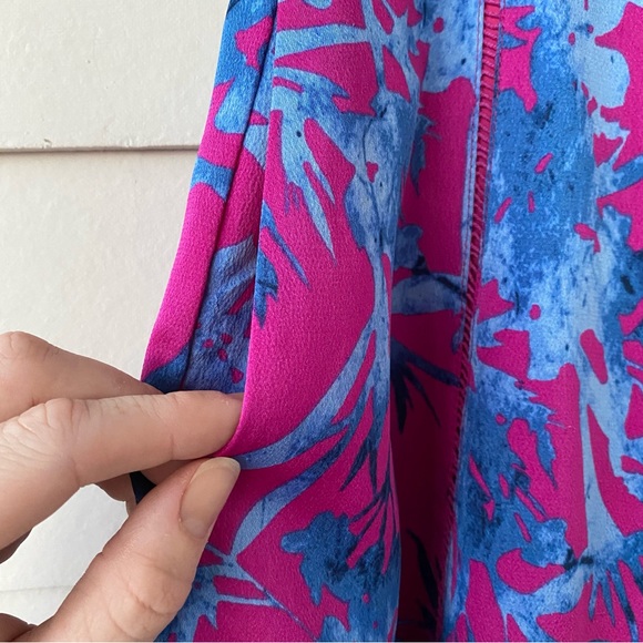 BANANA REPUBLIC • Bold Floral A Line Midi Skirt Pink/Blue Color Splash Size 2 - Picture 9 of 15